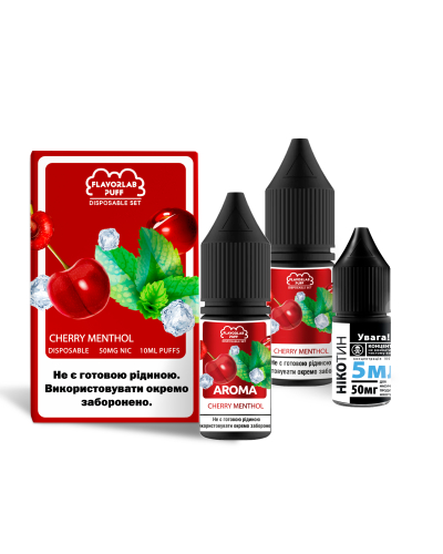 Набір FlavorLab Disposable Puff Cherry Menthol (Вишня Ментол) 10 ml 50 mg