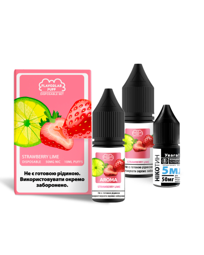 Набір FlavorLab Disposable Puff Strawberry Lime (Полуниця Лайм) 10 ml 50 mg