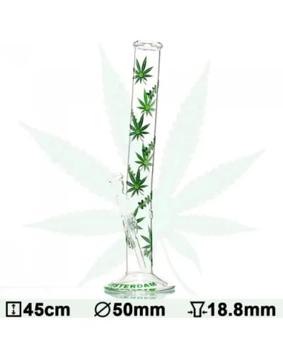 Бонг скляний Green XXX Amsterdam Leaf - H:45cm-?:50mm