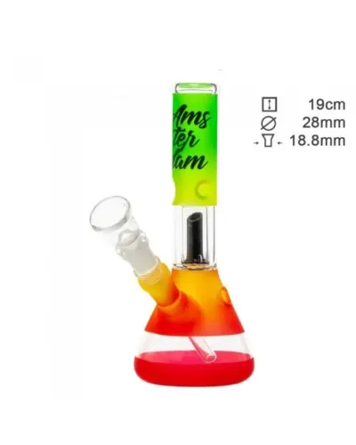 Бонг стеклянный Amsterdam RASTA CLUB Mini - H:19cm-?:28mm